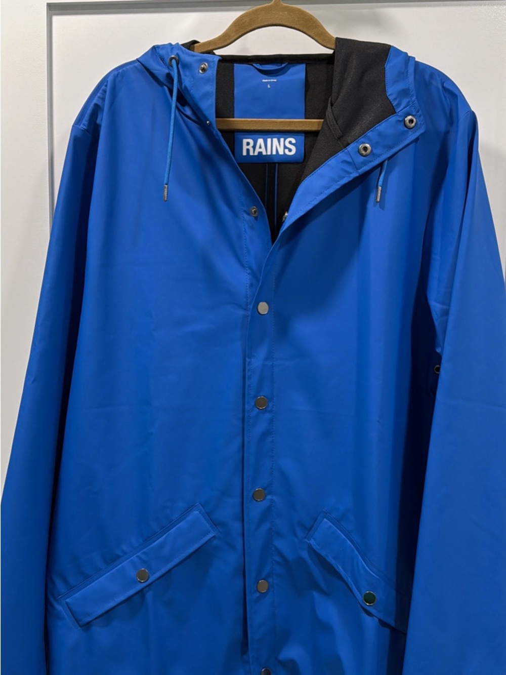 Rains Men's Royal Blue Waterproof Hooded Raincoat